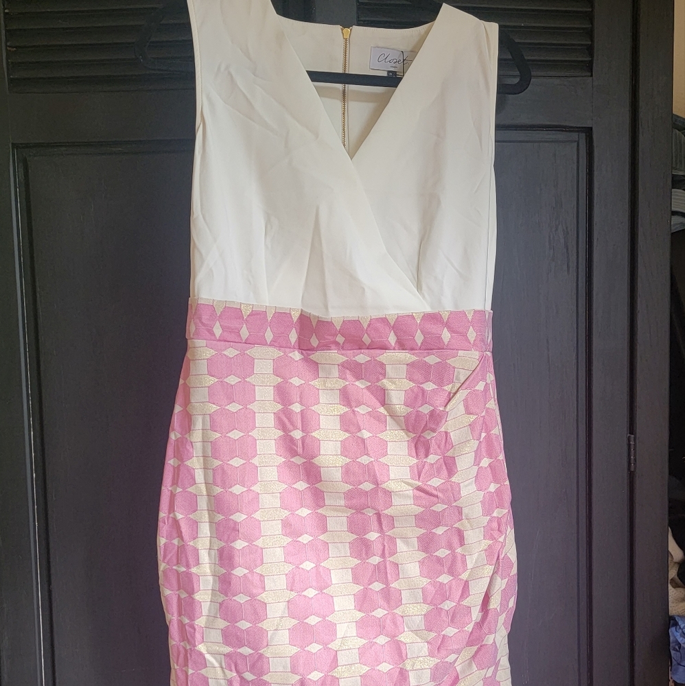 Cream, gold, and pink faux wrap